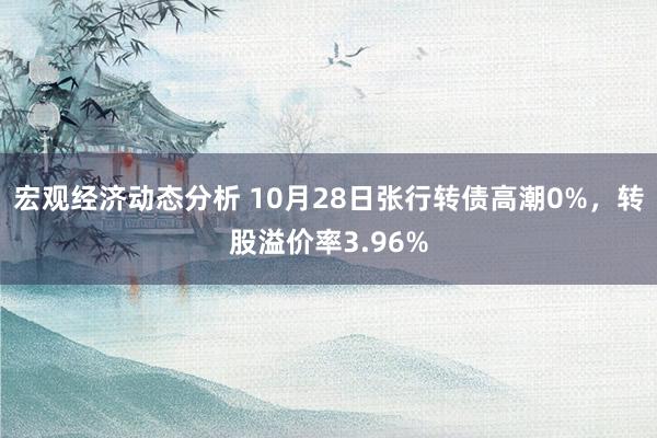 宏观经济动态分析 10月28日张行转债高潮0%，转股溢价率3.96%