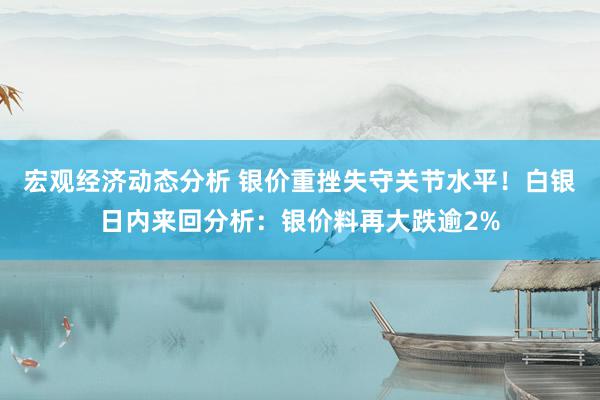 宏观经济动态分析 银价重挫失守关节水平！白银日内来回分析：银价料再大跌逾2%