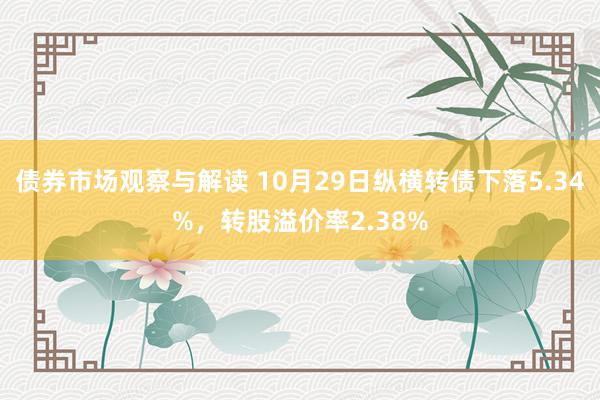 债券市场观察与解读 10月29日纵横转债下落5.34%，转股溢价率2.38%