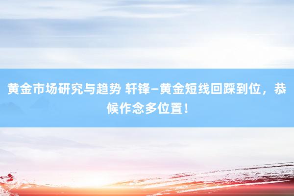 黄金市场研究与趋势 轩锋—黄金短线回踩到位，恭候作念多位置！