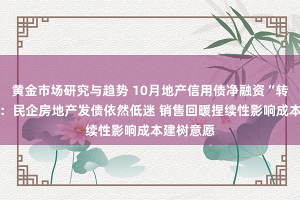 黄金市场研究与趋势 10月地产信用债净融资“转正” 业内：民企房地产发债依然低迷 销售回暖捏续性影响成本建树意愿