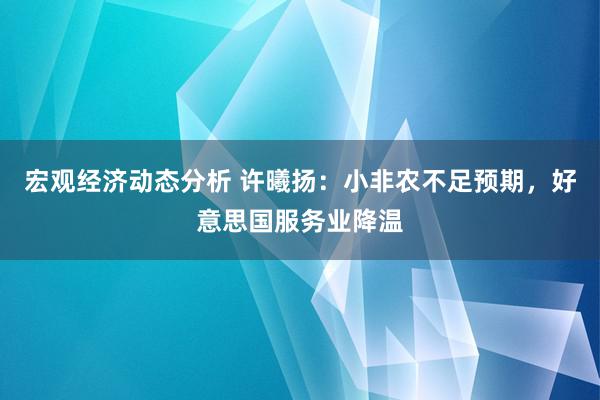 宏观经济动态分析 许曦扬：小非农不足预期，好意思国服务业降温