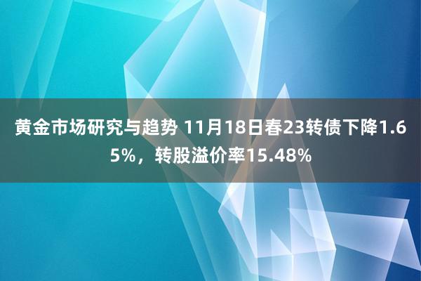 黄金市场研究与趋势 11月18日春23转债下降1.65%，转股溢价率15.48%