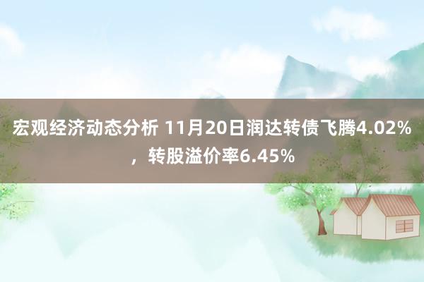 宏观经济动态分析 11月20日润达转债飞腾4.02%，转股溢价率6.45%