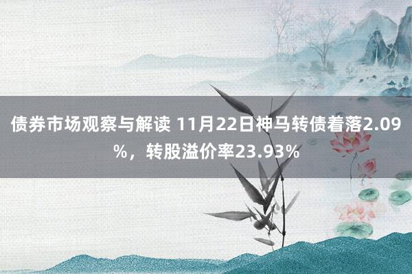 债券市场观察与解读 11月22日神马转债着落2.09%，转股溢价率23.93%