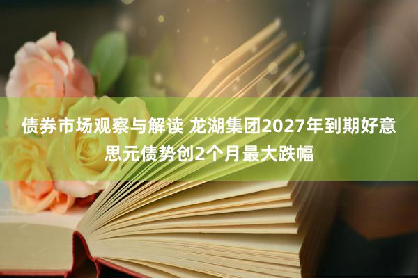 债券市场观察与解读 龙湖集团2027年到期好意思元债势创2个月最大跌幅