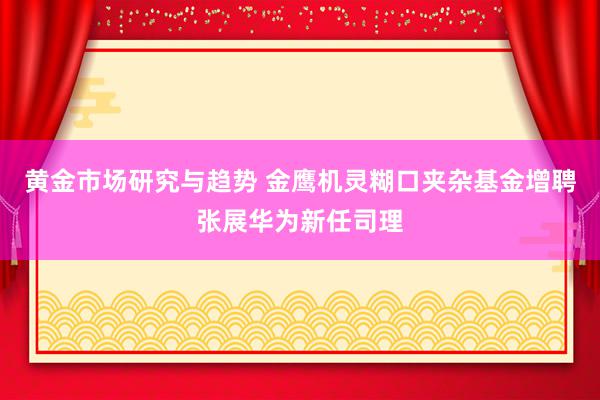 黄金市场研究与趋势 金鹰机灵糊口夹杂基金增聘张展华为新任司理