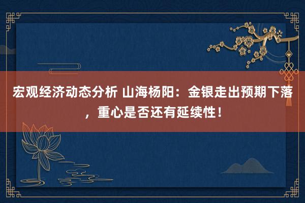 宏观经济动态分析 山海杨阳：金银走出预期下落，重心是否还有延续性！