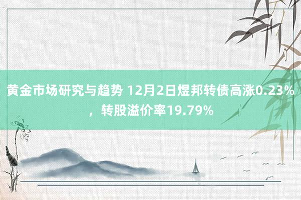 黄金市场研究与趋势 12月2日煜邦转债高涨0.23%，转股溢价率19.79%