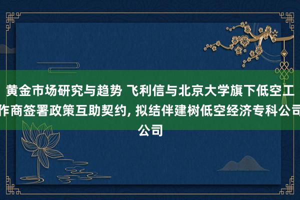 黄金市场研究与趋势 飞利信与北京大学旗下低空工作商签署政策互助契约, 拟结伴建树低空经济专科公司