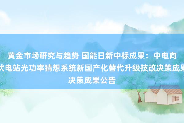 黄金市场研究与趋势 国能日新中标成果：中电向阳光伏电站光功率猜想系统新国产化替代升级技改决策成果公告