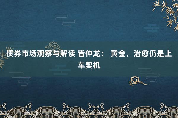 债券市场观察与解读 皆仲龙： 黄金，治愈仍是上车契机