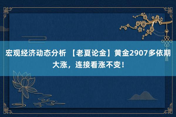 宏观经济动态分析 【老夏论金】黄金2907多依期大涨，连接看涨不变！