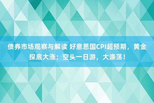 债券市场观察与解读 好意思国CPI超预期，黄金探底大涨；空头一日游，大涤荡！