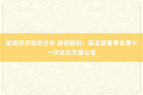 宏观经济动态分析 湘佳股份：第五届董事会第十一次会议方案公告