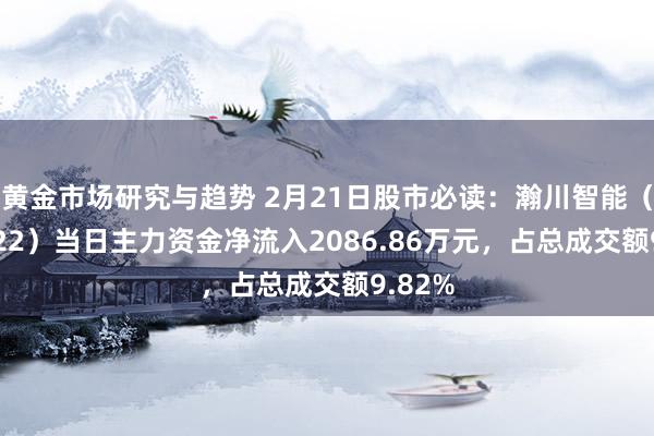 黄金市场研究与趋势 2月21日股市必读：瀚川智能（688022）当日主力资金净流入2086.86万元，占总成交额9.82%