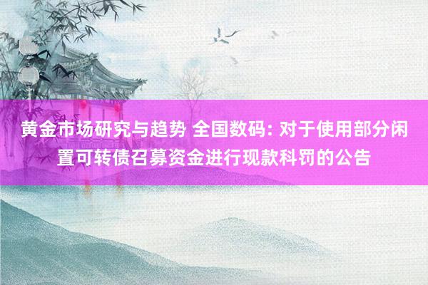 黄金市场研究与趋势 全国数码: 对于使用部分闲置可转债召募资金进行现款科罚的公告