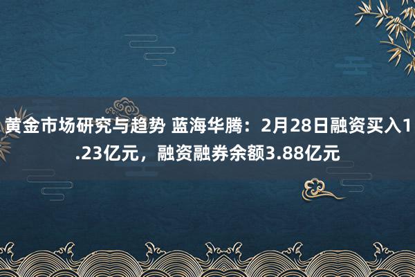 黄金市场研究与趋势 蓝海华腾：2月28日融资买入1.23亿元，融资融券余额3.88亿元