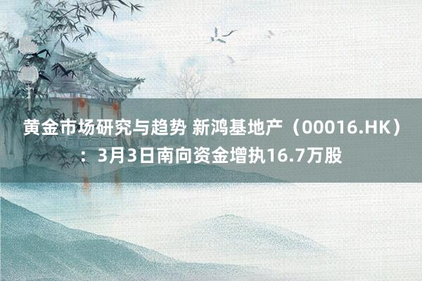 黄金市场研究与趋势 新鸿基地产（00016.HK）：3月3日南向资金增执16.7万股