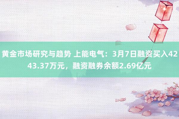 黄金市场研究与趋势 上能电气：3月7日融资买入4243.37万元，融资融券余额2.69亿元