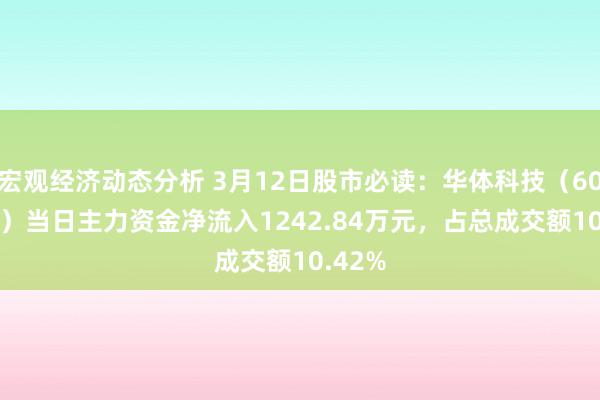 宏观经济动态分析 3月12日股市必读：华体科技（603679）当日主力资金净流入1242.84万元，占总成交额10.42%