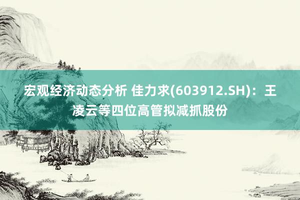 宏观经济动态分析 佳力求(603912.SH)：王凌云等四位高管拟减抓股份